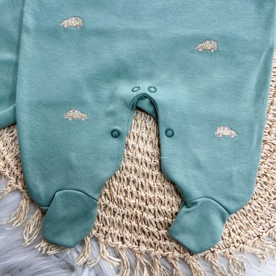 Saída de Maternidade Tricotil (Tricot 100% Algodão) - Verde Carrinhos